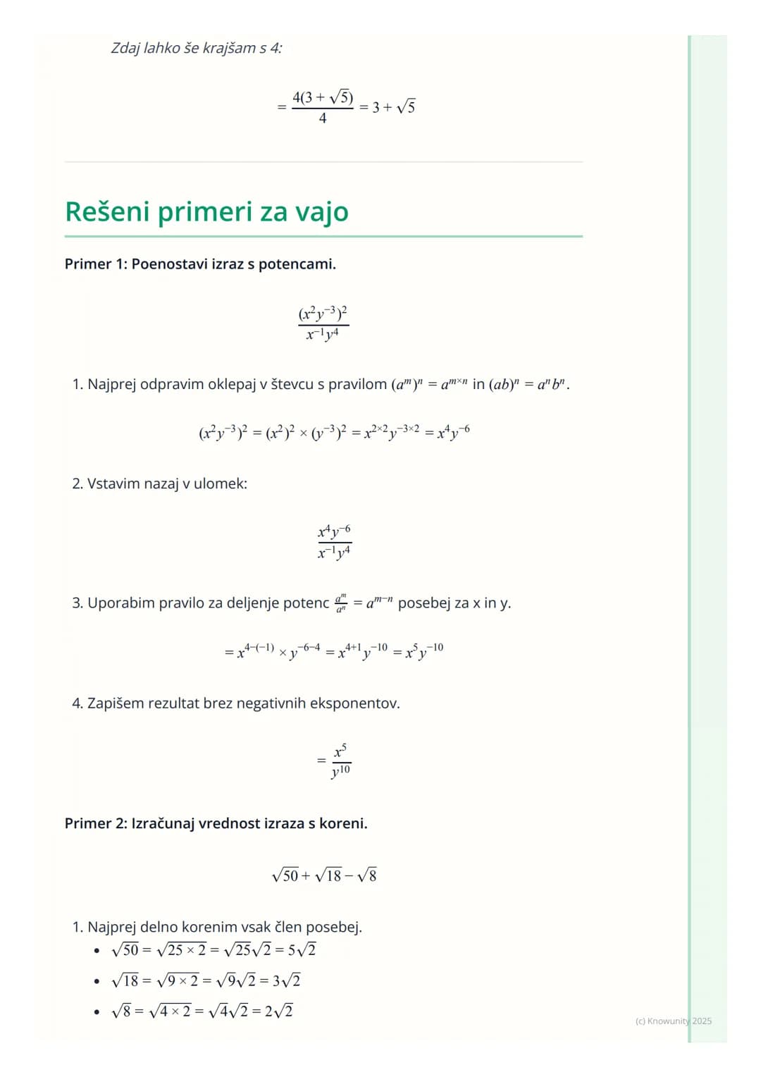 # Potence in koreni
Uvod v potence in korene
Potence in koreni so temeljni del algebre. Potenciranje je v bistvu krajši zapis
za večkratno