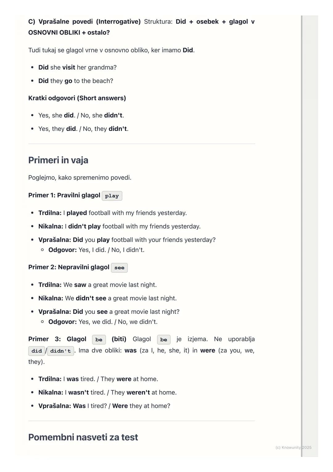 # Pretekli čas (Past Simple)
Pretekli čas: Past Simple
To je čas, ki ga uporabljamo za dejanja, ki so se začela in končala v
preteklosti.