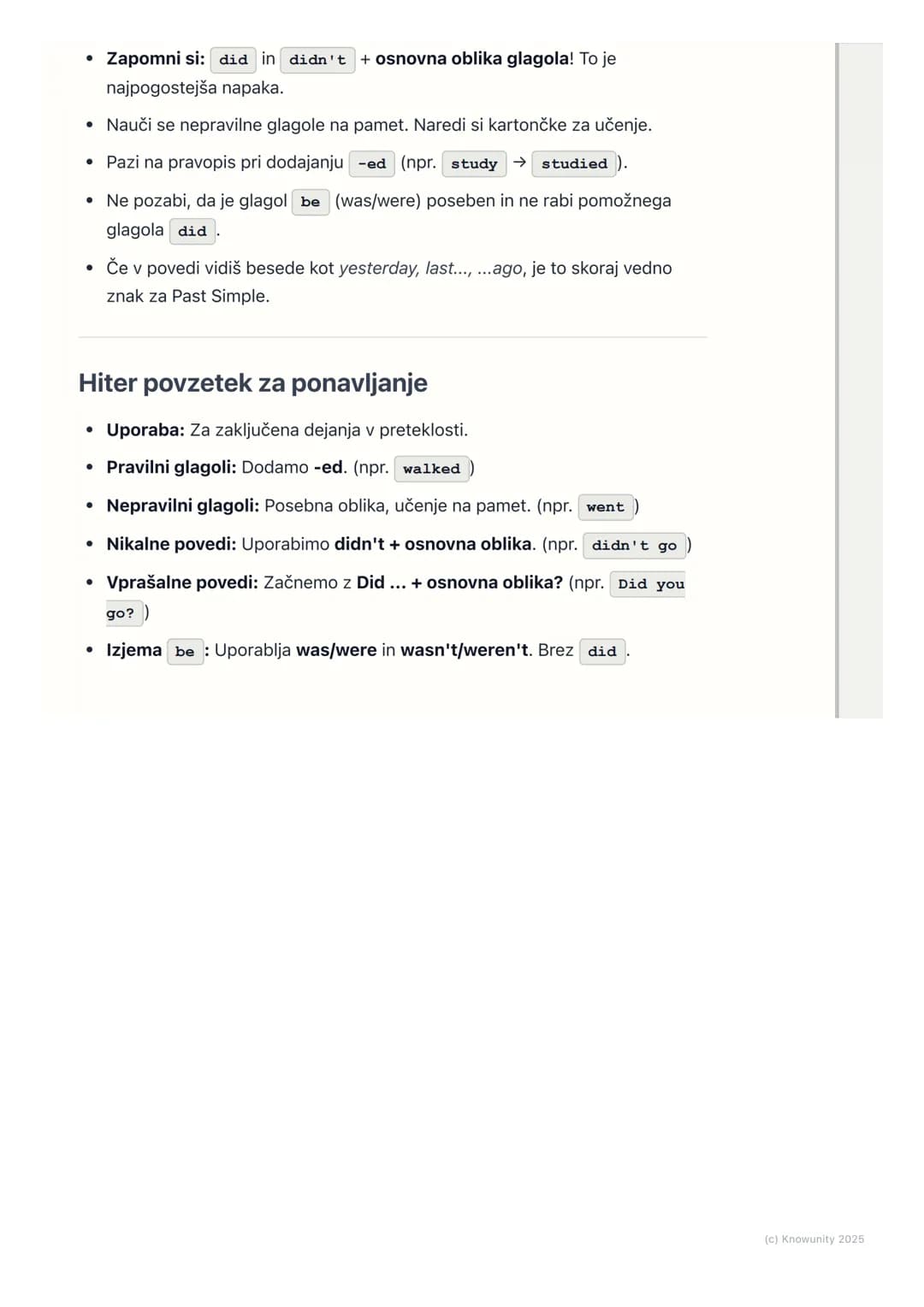 # Pretekli čas (Past Simple)
Pretekli čas: Past Simple
To je čas, ki ga uporabljamo za dejanja, ki so se začela in končala v
preteklosti.