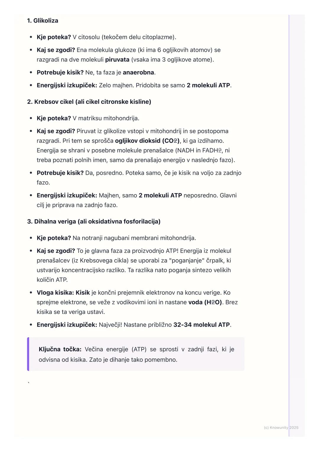 # Celično dihanje
Uvod v celično dihanje
Celično dihanje je proces, pri katerem celice razgrajujejo organske snovi
(predvsem glukozo) in s